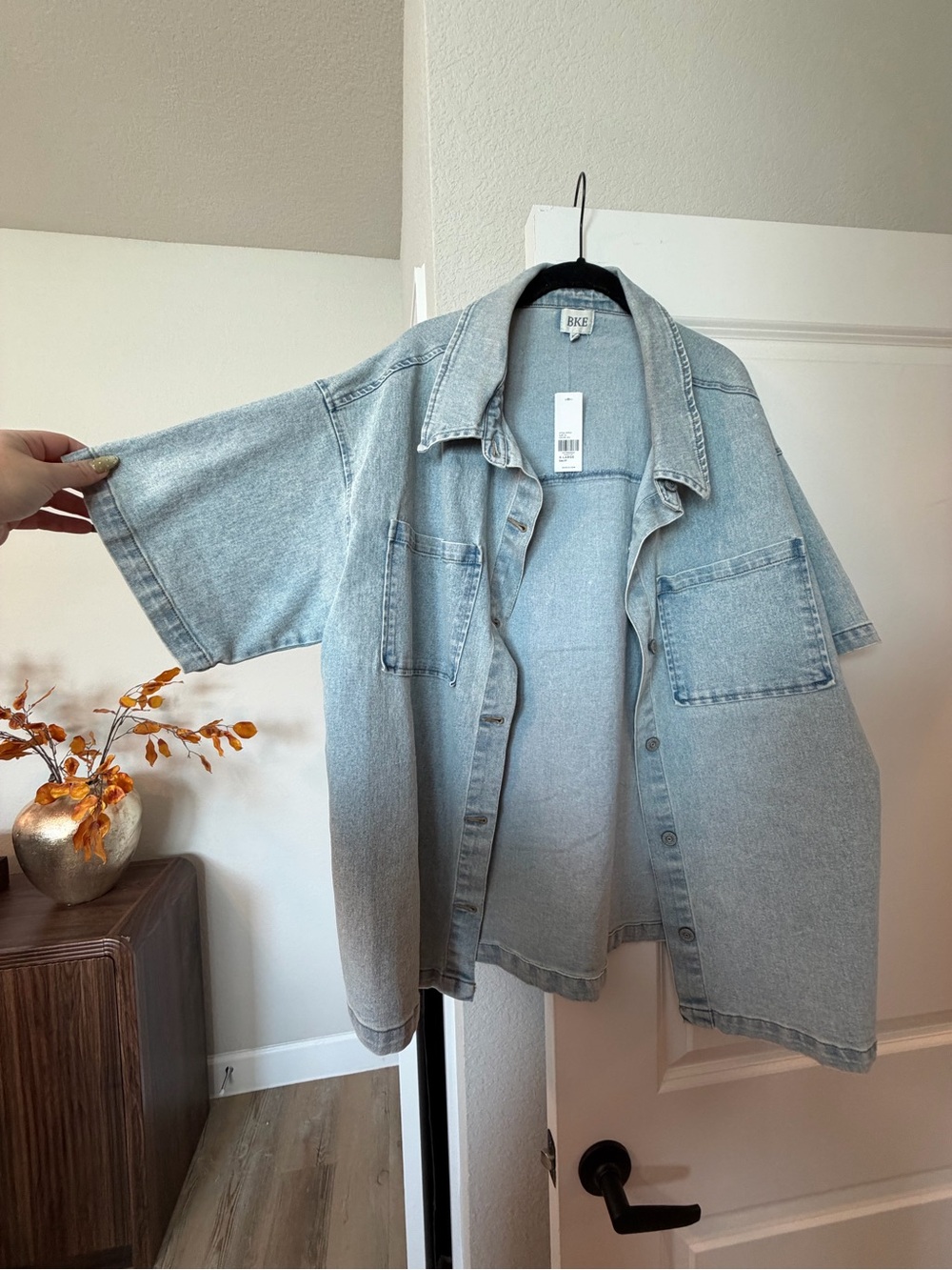 BKE Light Blue Short-Sleeve Denim Jacket